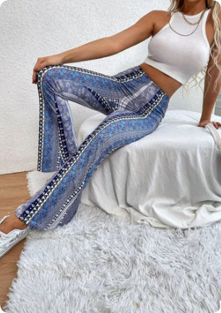 High Waist Printed Leggings Stretch Full Length Slim Fit Pants