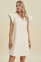 Sarah Express Women’s Plus Size Ruffled V-Neck Cap Sleeve Dress
