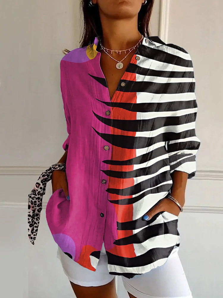 Women's Floral Print Long Sleeve Button-Up Shirt Casual Spring Summer Fall Top