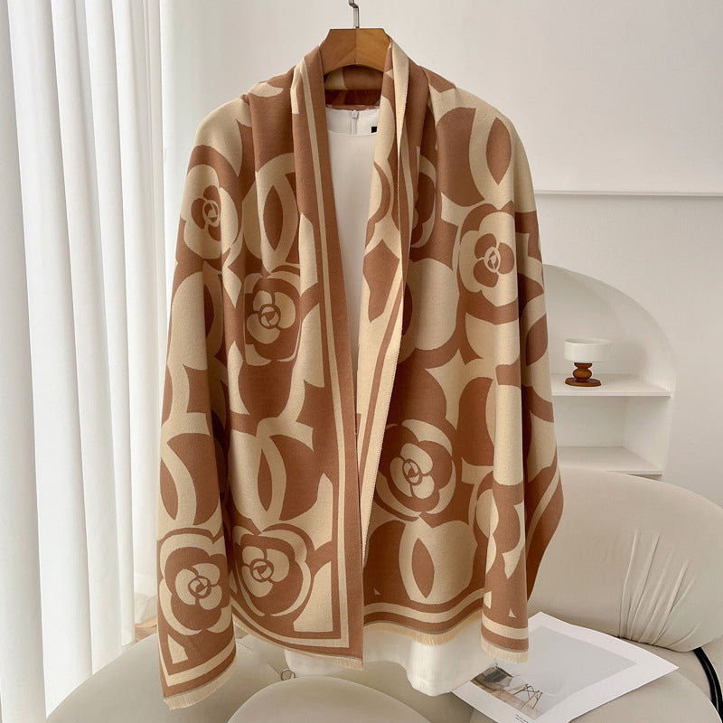 Geometric Ethnic Print Scarf Soft Cashmere-Feel Warm