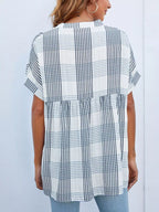 Sarah Express Women's Notched Short Sleeve Blouse