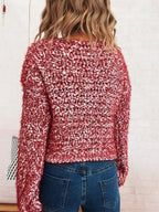 Sarah Express Women's Crochet Round Neck Dropped Shoulder Sweater