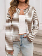Sarah Express Women's Striped Button-Up Cardigan