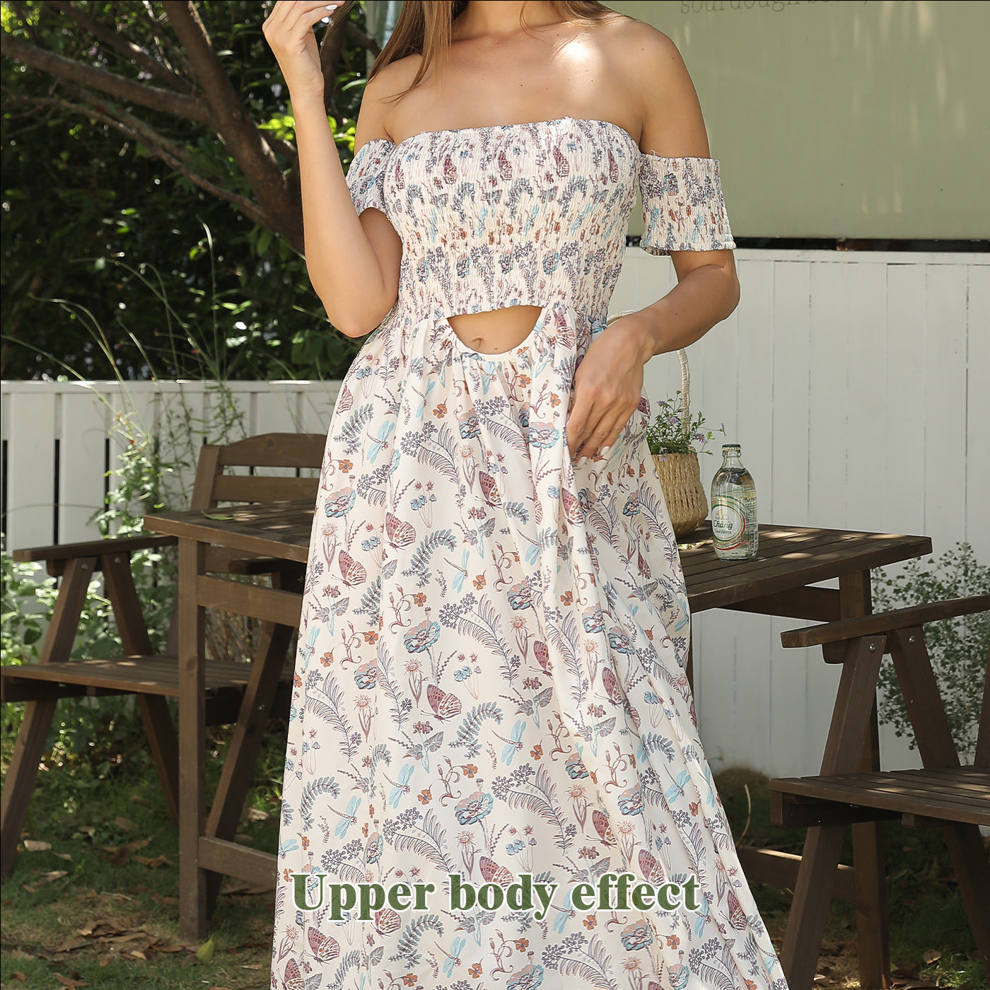 Women's Off Shoulder Floral Maxi Dress Strapless Elegant Summer
