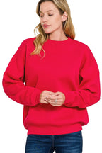 Sarah Express Women's Fleece Crewneck Sweatshirt | Oversized Long Sleeve | Cotton Blend | S-L
