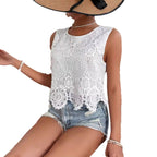 Women's Sleeveless Lace Camisole Top White Layering Tank