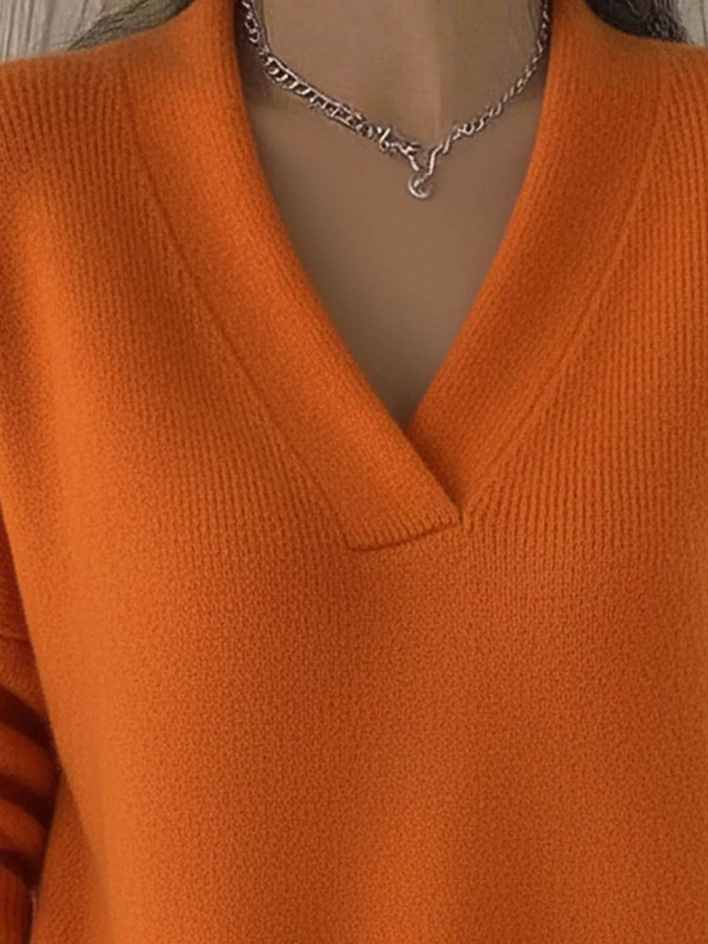 Sarah Express Women's V-Neck Long Sleeve Sweater Plus Size