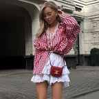 Women's Plaid Button-Down Shirt Loose Fit Casual