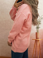 Sarah Express Women's Flower Heart Button Long Sleeve Cardigan