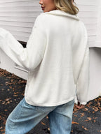 Sarah Express Women's Zip Collar Cable-Knit Sweater