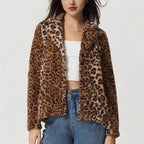 Women's Leopard Print Buckle Lapel Thickening Coat