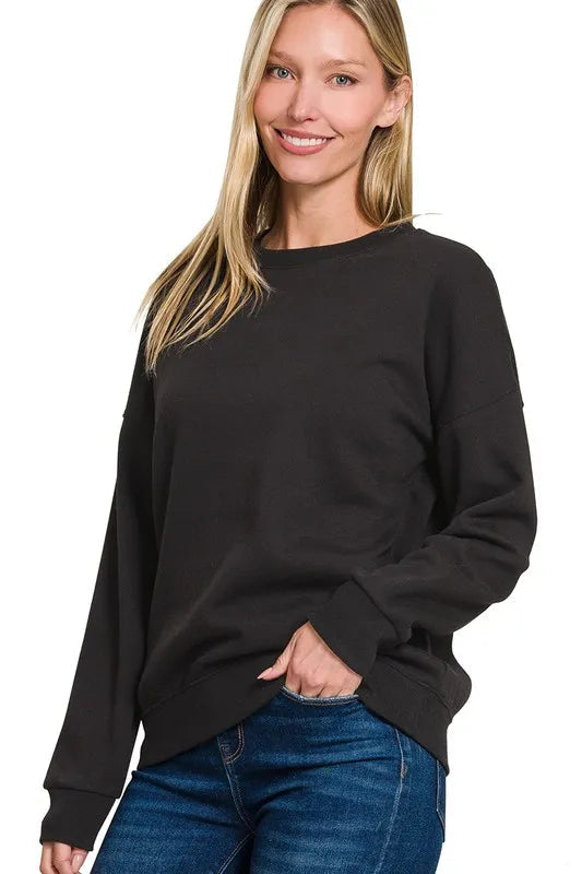 Sarah Express Women’s Plus Size Oversized Fleece Drop Shoulder Sweatshirt