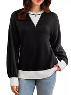 Sarah Express Women's Two-Tone Ribbed Knit Sweatshirt