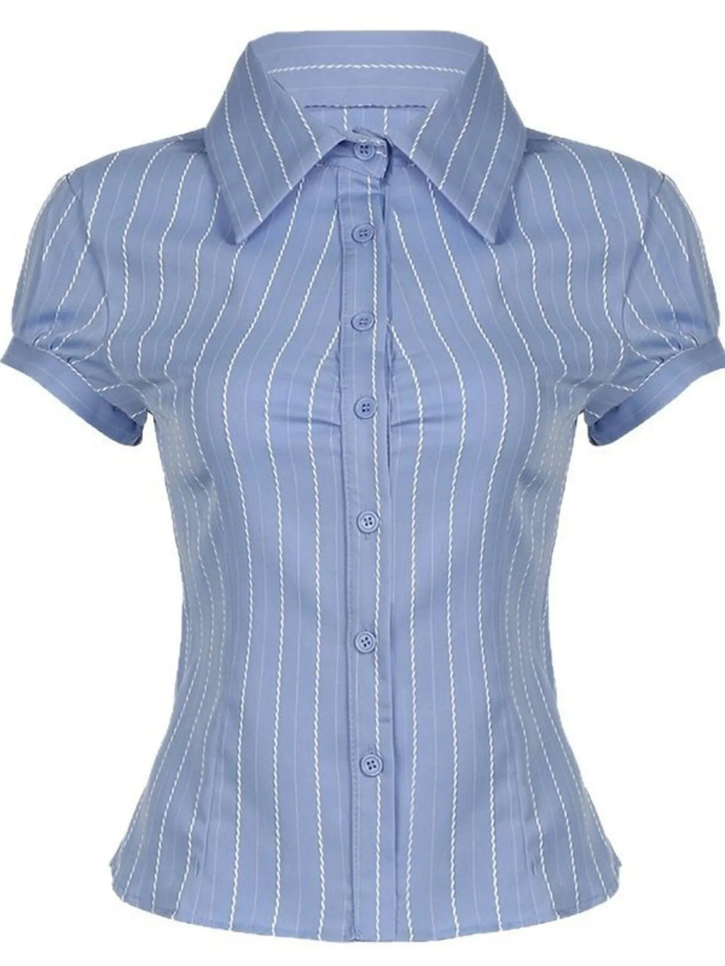 Sarah Express Women's Striped Button-Down Collared Shirt