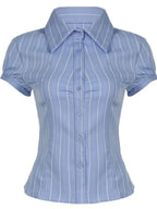 Sarah Express Women's Striped Button-Down Collared Shirt