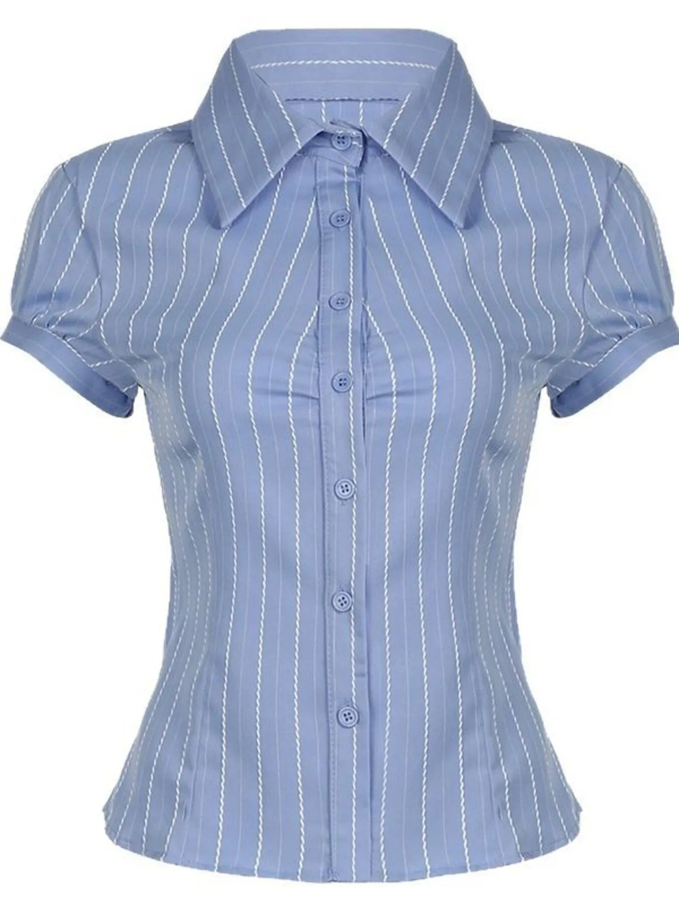 Sarah Express Women's Striped Button-Down Collared Shirt