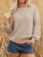 Sarah Express Women's Texture Knitted Dropped Shoulder Sweater