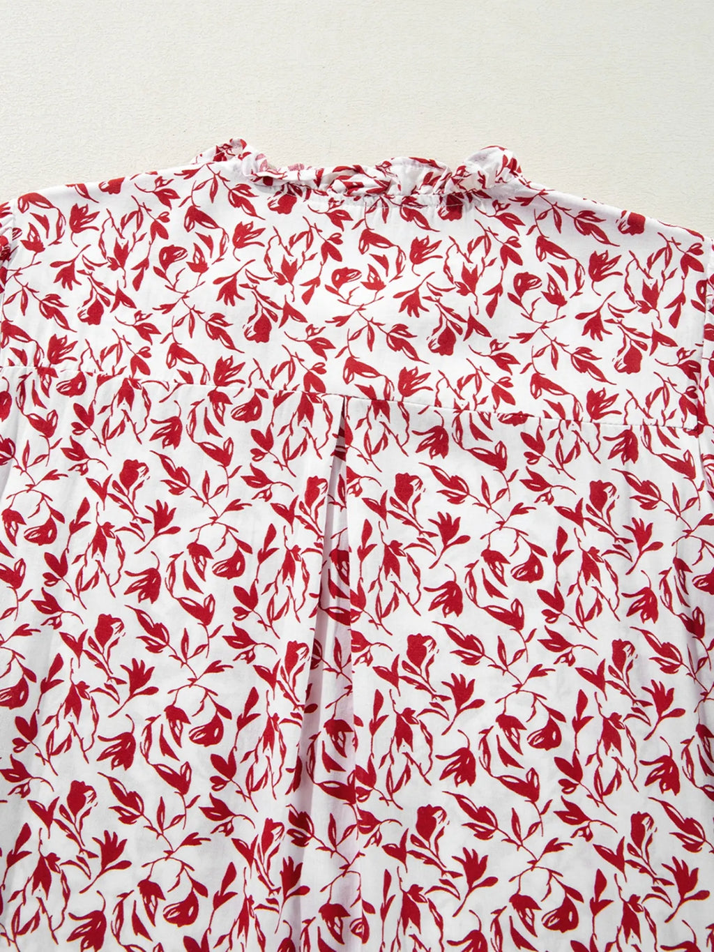 Sarah Express Women's Floral Button Down Long Sleeve Shirt - Ruffled Viscose Blouse