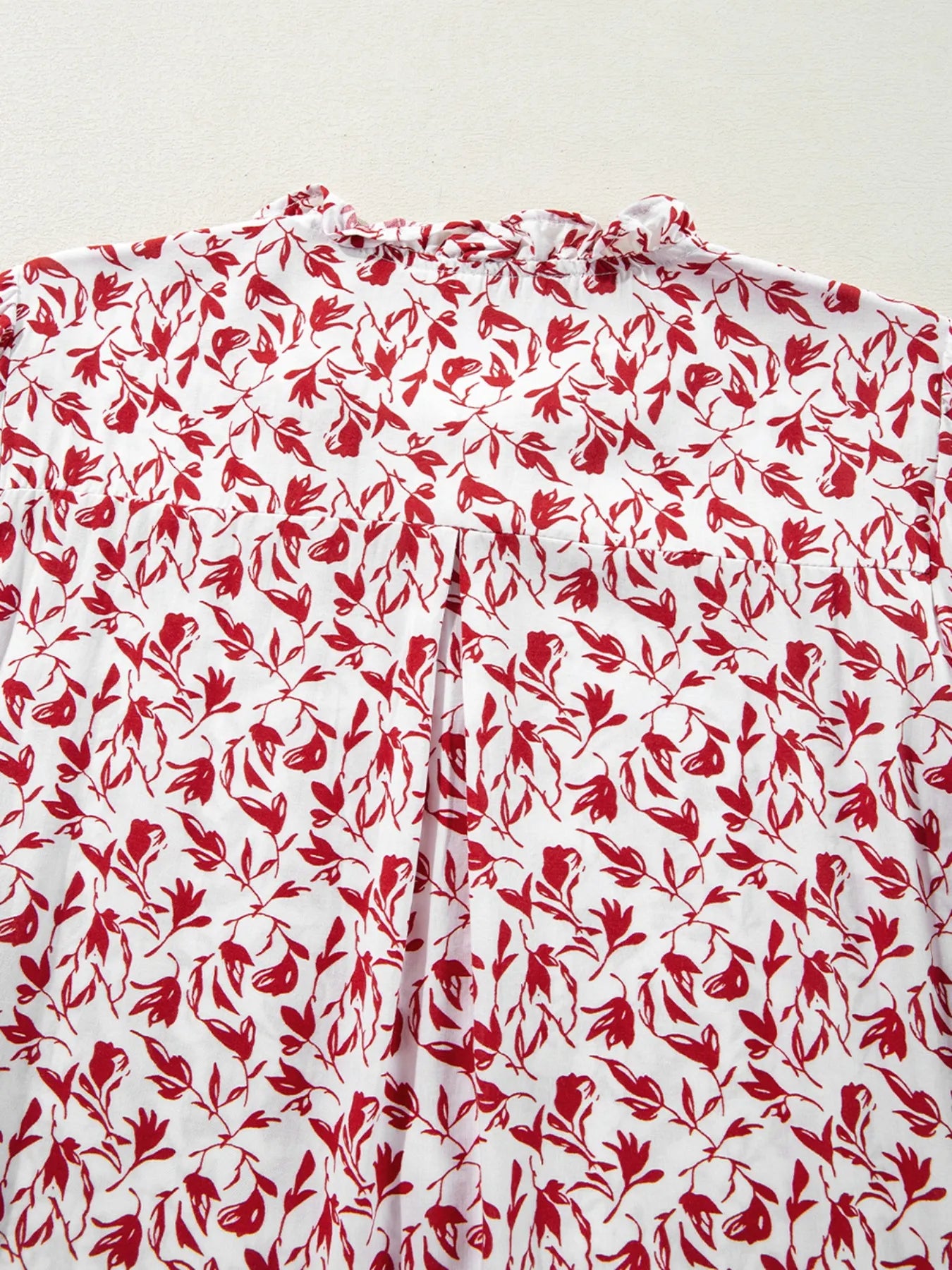 Sarah Express Women's Floral Button Down Long Sleeve Shirt - Ruffled Viscose Blouse