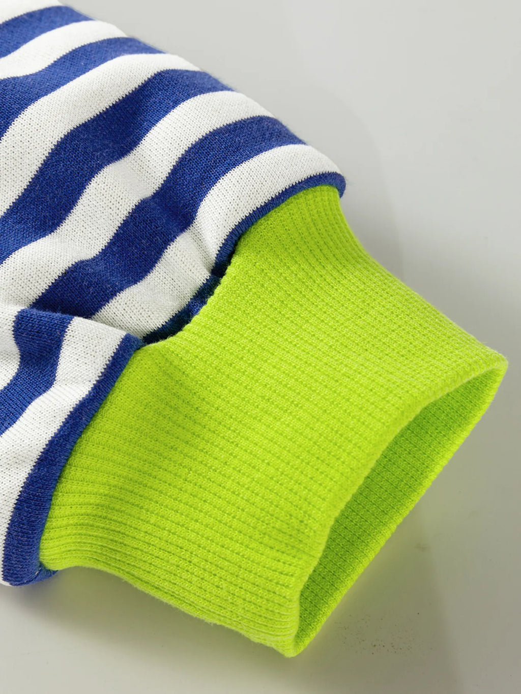 Sarah Express Women's Striped Contrast Ribbed Trim Drop Shoulder Sweatshirt