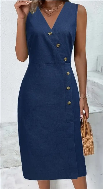 Women's Sleeveless Denim Dress Casual Summer Lightweight