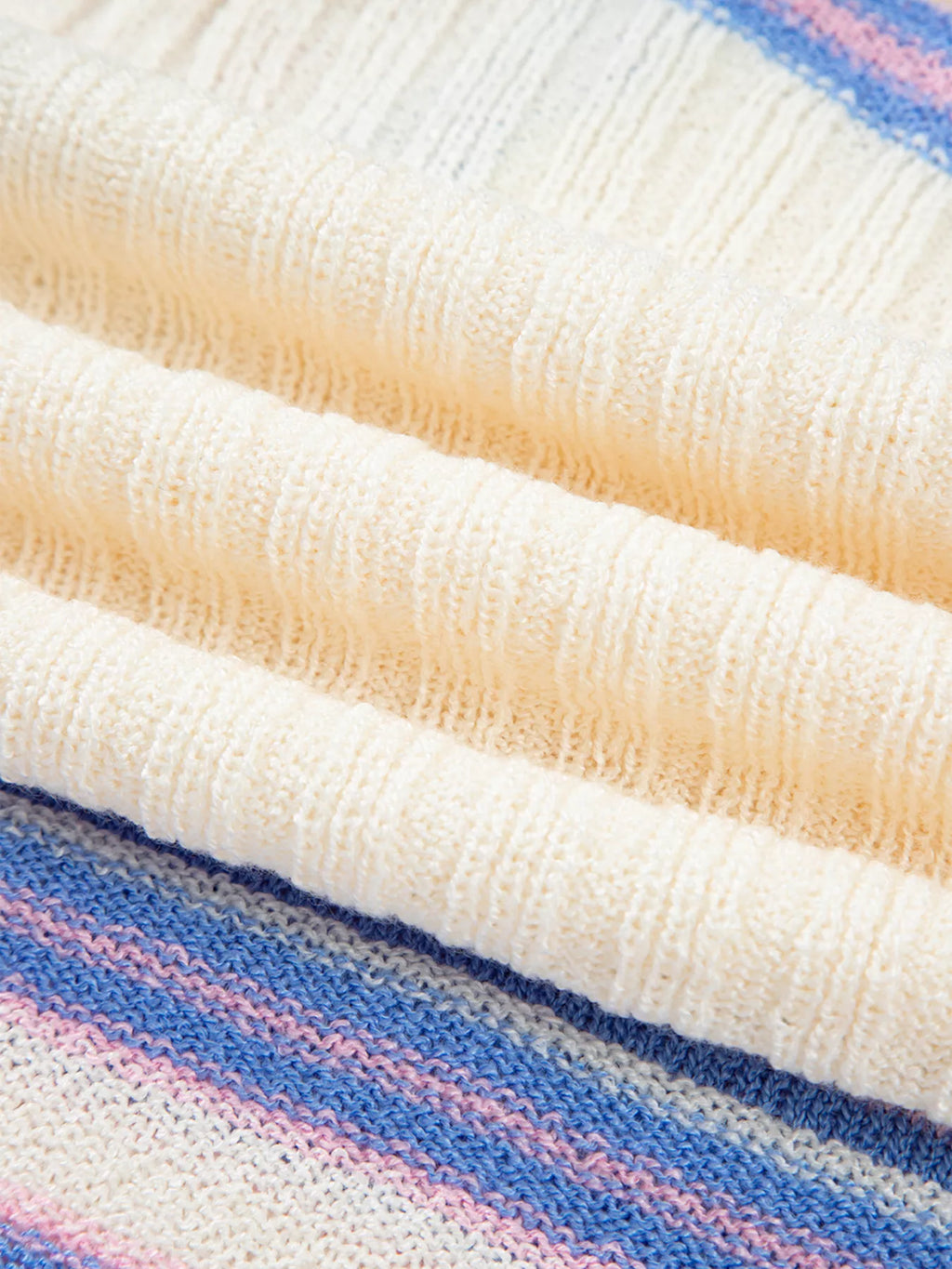 Sarah Express Women's Striped V Neck Dolman Sleeve Rib Knit Oversized Sweater