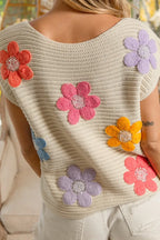 Sarah Express Women’s Crochet Flower Patch Sweater Vest
