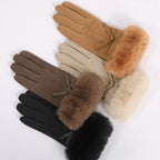 Trendsi Faux Fur Cuff Suede Gloves