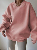 Sarah Express Women's Dropped Shoulder Long Sleeve Oversized Sweatshirt Pink
