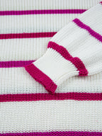 Sarah Express Women's Striped Drop Shoulder Crew Neck Sweater