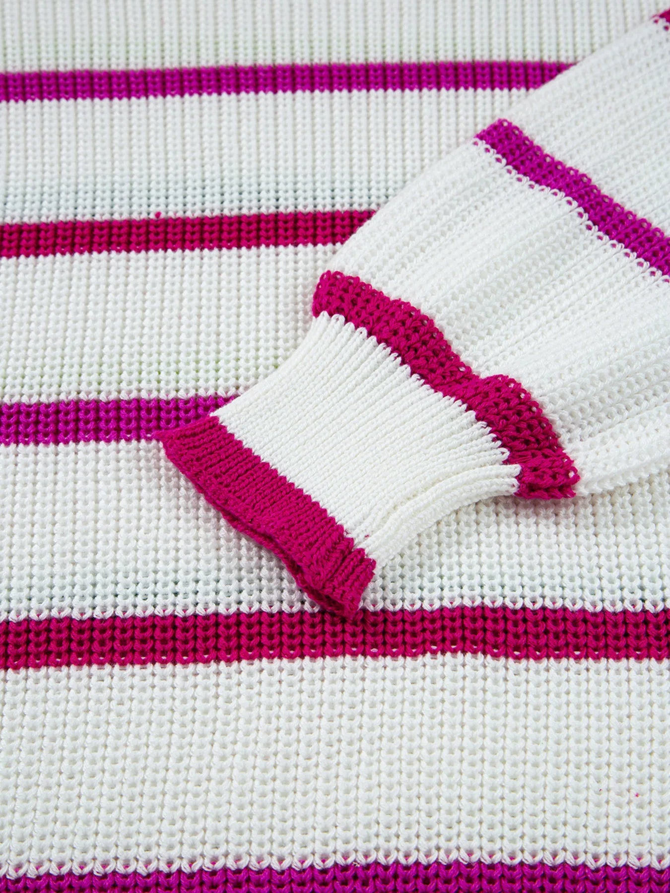 Sarah Express Women's Striped Drop Shoulder Crew Neck Sweater