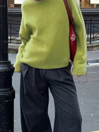 Sarah Express Women's Ribbed Crewneck Drop Shoulder Sweater - Oversized Fit