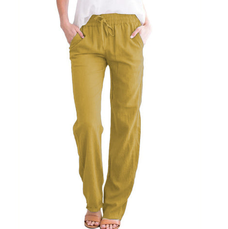 Women's Elastic Waist Loose Straight Leg Casual Trousers