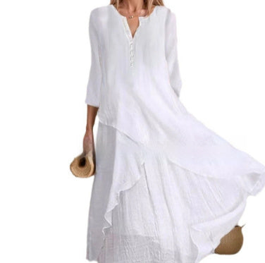 Women's A-Line Wide Waist Dress Casual Fresh Style Polyester