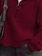 Sarah Express Women's Half Zip Dropped Shoulder Sweater