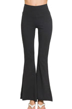 Sarah Express Women’s High Rise Raw Hem Flare Yoga Pants with Tummy Control
