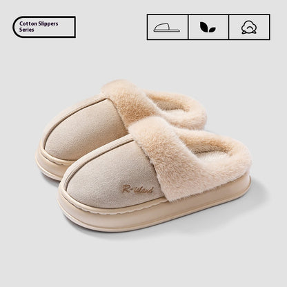Sarah Express Unisex Winter Fluffy Slides | Cosy Warm Non-Slip Indoor Cotton Slippers White