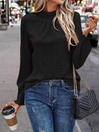 Trendsi Eyelet Long Sleeve Blouse