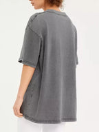 Sarah Express Women's Round Neck Short Sleeve T-Shirt - Oversized Basic Tee