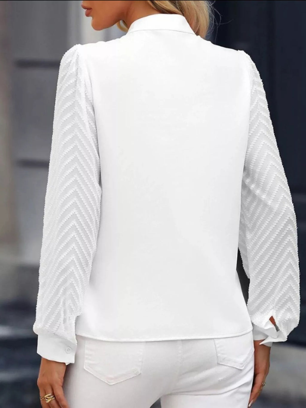 Sarah Express Women's Notched Long Sleeve Blouse