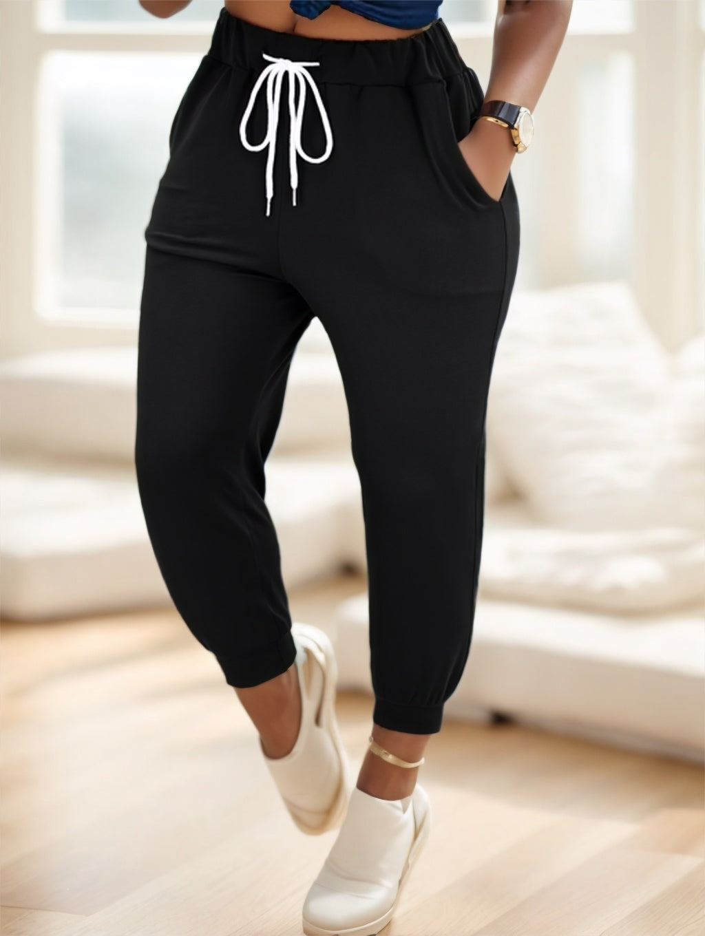 Women's Drawstring Waist Jogger Pants Full Length Casual