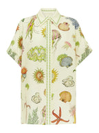 Sarah Express Women's Printed Button Up Shirt and Shorts Set