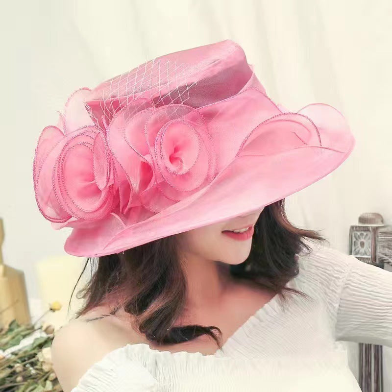 Women's Mesh Organza Bowler Sun Hat Breathable Foldable