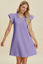 Sarah Express Women’s Plus Size Ruffled V-Neck Cap Sleeve Dress
