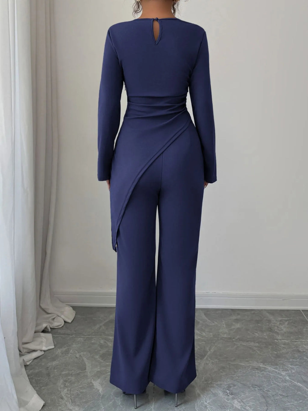 Sarah Express Women's Asymmetric Long Sleeve Top and Pants Set