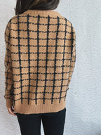 Sarah Express Women's Plaid Pattern Zip Up Cardigan