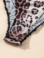 Sarah Express Women's Leopard Print Long Sleeve Mock Neck Bodysuit