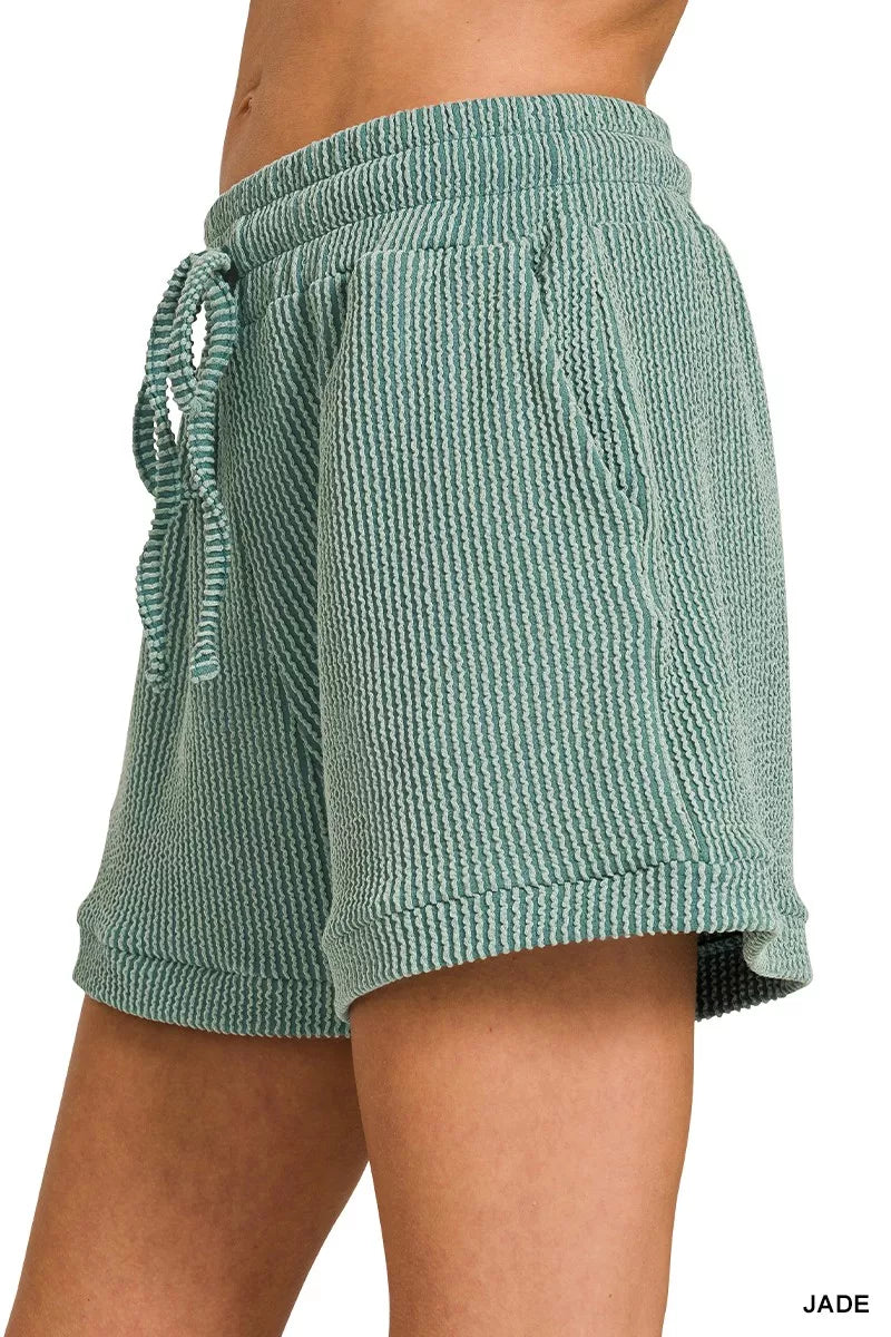 Sarah Express Women's Raised Rib Cap Sleeve Top & Shorts Set