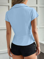 Sarah Express Women's Short Sleeve Button-Up Shirt