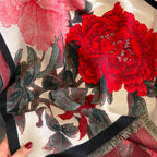 Women's Retro Floral Scarf Thick Warm Artificial Cashmere Tie Dye Fall Winter Accessory